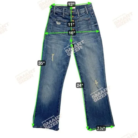 Mother The Patch Pocket Hustler Crop Jean Button Fly Half Raw Hem Size 25 - Picture 3 of 16